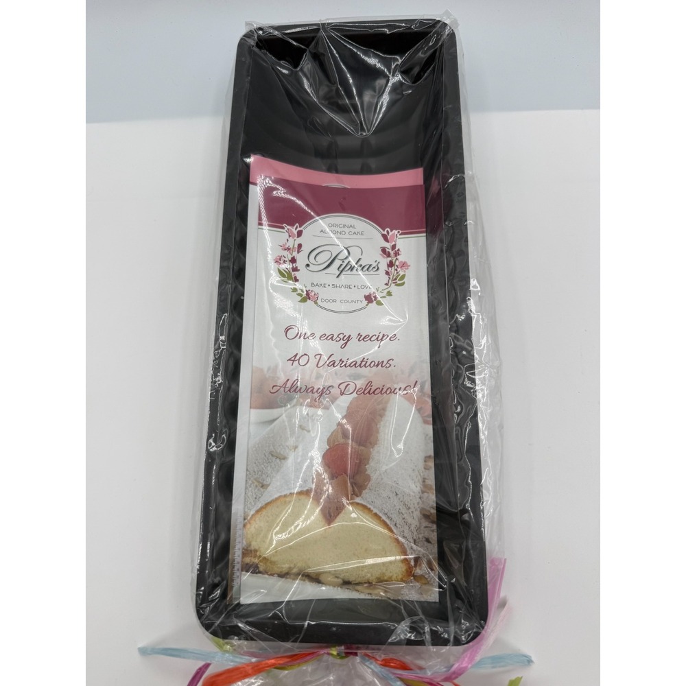 Fluted Loaf Cake Pan Scandinavian Almond Non-Stick Recipe Gift Set w/Knife